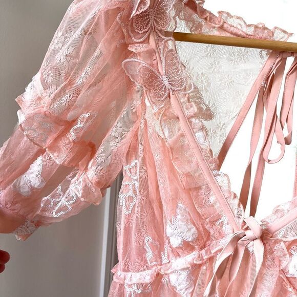 For Love And Lemons Shari Lace Mini Pale Pink Size Small NWT - Picture 6 of 14